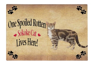 Spoiled Rotten Sokoke Cat Glass Cutting Board Kitchen Chopping Cheese Vegetables - Picture 1 of 1
