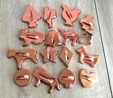 Lot 16 Vintage Copper Cookie Cutters w/ Handles Christmas Cookies & Basic Shapes