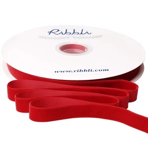 Red Velvet Ribbon 5/8 Inch Continuous 25 Yard Spool, Christmas Gift Wrap Decor - Picture 1 of 4