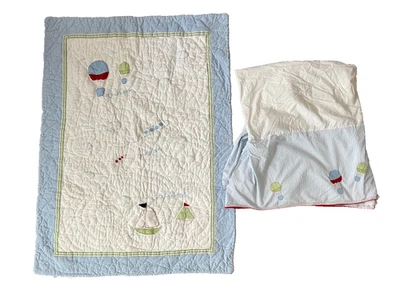 POTTERY BARN KIDS Hot Air Balloon Toddler Quilt & Dust Ruffle Set - Image 1 of 4