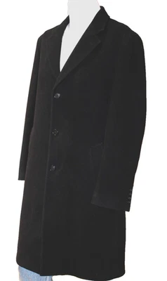 Perry Ellis Portfolio Men Black Coat 44L Button Down Pockets Lined Wool Cashmer - Image 1 of 4