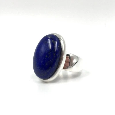 Anello uomo sigillo lapislazzuli argento 925 gioiello blu 19,7 mm / 62... - Immagine 1 di 4