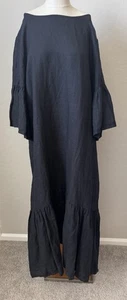 Bryn Walker Women’s Black Linen Maxi Dress 1X Plus  Minimalist Langenlook Witchy - Picture 1 of 10