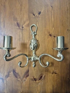 Vintage Two Arm Solid Brass Wall Sconce Light - Picture 1 of 6