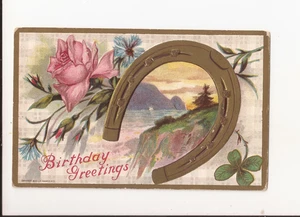 Antique Embossed Postcard Birthday Greetings Early 1900's Vintage Postcard - Picture 1 of 2