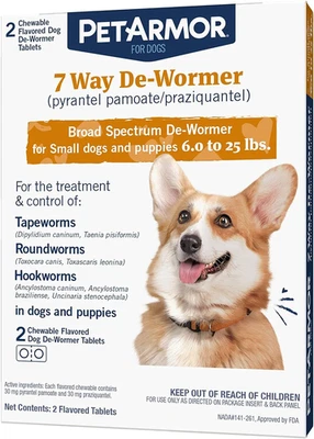 7 Way De-Wormer for Dogs, Oral Treatment for Tapeworm, Roundworm & Hookworm in S - Image 1 of 4