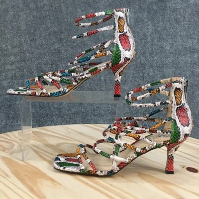 NUEVO Tacones Vince Camuto Mujer 7.5M Ambaritano Estampado Serpiente Tirantes al Tobillo Multicolor Foto 1 de 4
