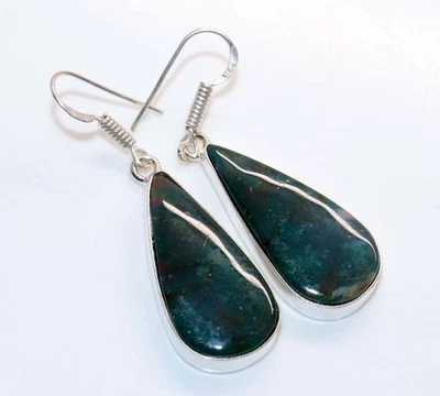 925 镀银大簇血石耳环珠宝首饰尺寸 2 GW — 第 1/3 张图片