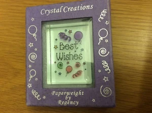 BEST WISHES PAPERWEIGHT BY REGENCY - NEW IN LILAC / PURPLE BOX - ANY OCCASION - Picture 1 of 4