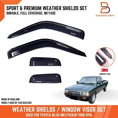 WEATHER SHIELD WINDOW VISOR RAIN GUARD FOR TOYOTA PICKUP 88-96 EX CAB LN85 LN105 - Image 1 of 4
