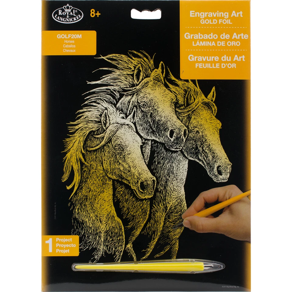 Kit de arte de grabado en lámina de oro Royal & Langnickel(R) 8"X10"-caballos Foto 1 de 1