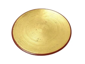Japanese antique vintage gilt lacquer wood fluted round plate by Hyoetsu chacha - Picture 1 of 8