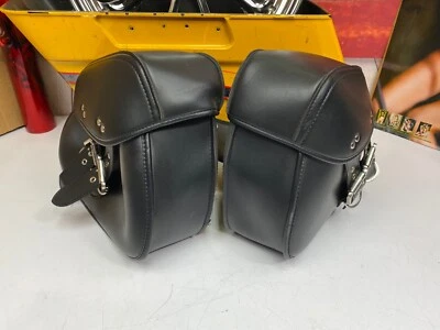 🔥OHMOTOR 2PC Motorcycle Synthetic Leather 2-Strap Saddlebag Metal Buckle🔥 - Image 1 of 4