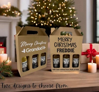 Рождественская пивная бутылка персонализированный перевозчик - эль сидр коробка держатель мужской подарок идея - Изображение 1 из 3