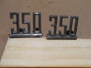 Pair Front "350" Fender Side Emblems For 1965-1967 Chevy Nova Chevelle Impala - Picture 1 of 8