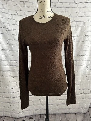 NWT VINCE Brown Wool Nylon Blend Textured Long Sleeve Shirt Top Size Medium - Image 1 of 4
