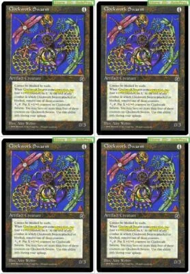 4x CLOCKWORK SWARM magic HOMELANDS ARTIFACT CREATURE 0/3 MINT PLAYSET LOT - Image 1 of 2