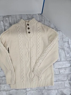 Suéter Tejido Osh Kosh 14/16 Mezcla Lana Cable Tejido 1/4 Botón Foto 1 de 4