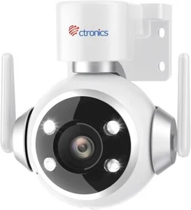Ctronics Security Camera Outdoor Wi-Fi 2.4GHz, 1080P 360° PTZ IP Camera White
