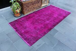 Vintage handmade area rug, Turkish kitchen rug, Bohemian rug 3.8x7.9 ft MB13314