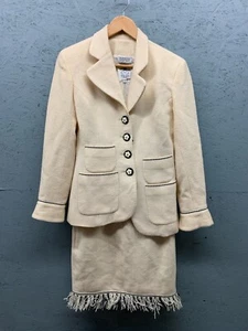 Gemma Kahng Suit Women’s Size 6 Cream Wool Blazer Skirt Set Bergdorf Goodman - Picture 1 of 16