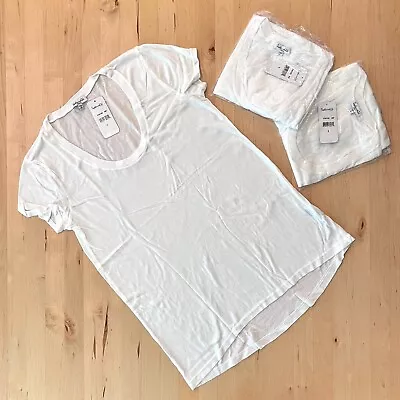 Nuevo Nuevo Con Etiquetas Espléndido Camiseta Jersey Muy Ligero Cuello en U S Blanco Supima Algodón Modal Foto 1 de 4