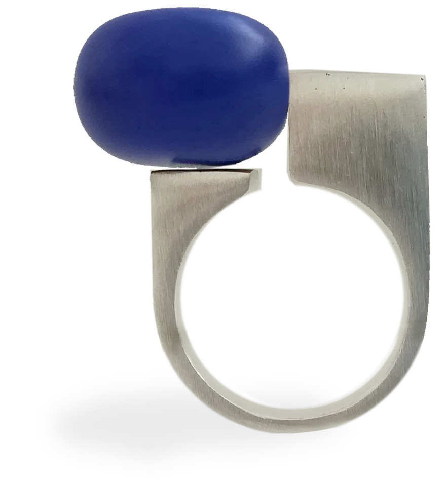 Anillo Cerámica Asimétrico Azul Satinado Foto 1 de 1