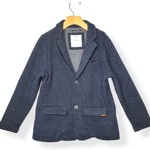 Zara Boys 9 Knit Wear Blazer Jacket Blue Cotton Blend Tweed - Picture 1 of 7