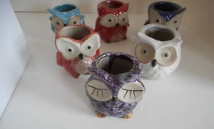 6 OWLS Ceramic Succulent Garden Pots, Planters w/Drainage Pack-New in Box - Picture 1 of 4