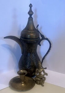 Rare Vintage Solid Brass Lot Of 3 Assorted Mix Made In Indian Pre 1950 - Picture 1 of 2