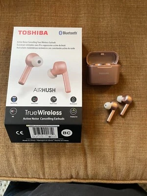 Toshiba Air Pods — шумоподавление — Bluetooth — розовое золото — на запчасти/не заряжаются - Изображение 1 из 4