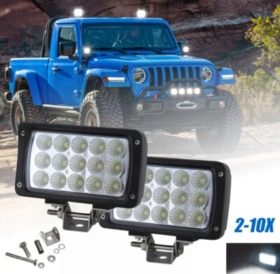 2-10X 45W LED Work Light 12/24V Automotive Car Spotlight Tractor Headlight - Image 1 of 4