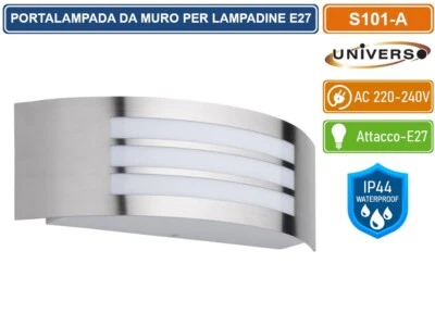 UNIVERSOPORTALAMPADA WALL LIGHT DA MURO PER LAMPADINE E27 DA ESTERNO IP44 - Immagine 1 di 4