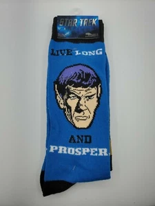 Star Trek Socks Men's Shoe Size 6-12 Gift Spock nerd space vulcan size M-L - Picture 1 of 12