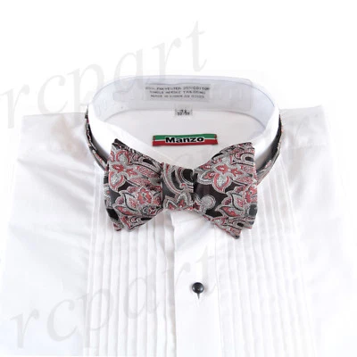 Nuevo Hombre Auto Corbata Estilo Libre Pajarita Paisley Poli Tejido Formal Negro Rojo 569L Foto 1 de 3