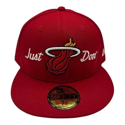 Gorra New Era X Just Don Miami Heat Talla 7 3/8 Roja 59Fifty Ajustada NBA Baloncesto Foto 1 de 4
