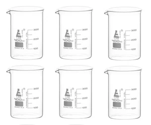 Eisco 400ml Beakers, Low Form, 50ml Graduations - Borosilicate Glass - 6 Pack - Picture 1 of 4