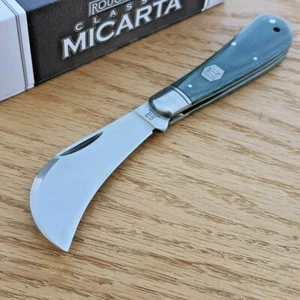 Rough Ryder Folding Knife Stainless Steel Hawkbill Blade Green Micarta Handle - Picture 1 of 12