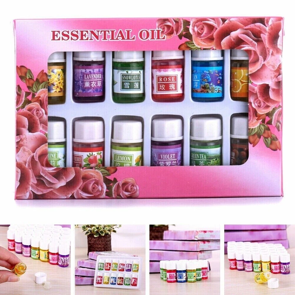 12Pcs Essential Oil Set Aromatherapy Gift Kit Pack 100% Pure Oils for Humidifier