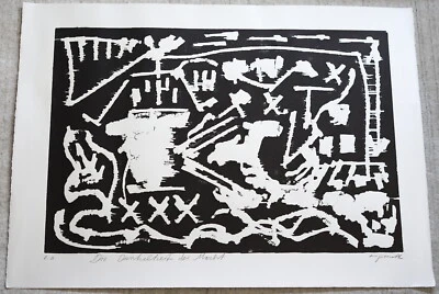A. R. PENCK - großer Holzschnitt - "Die Dunkelheit der Macht" - 1985 - signiert - Bild 1 von 4