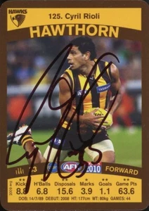 Signed 2010 Hawthorn Hawks AFL TeamCoach Card - Cyril Rioli - Picture 1 of 3