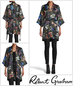 Robert Graham Silk Kimono Jacket Womens Size UK 10 / 12 Jamie Floral - Picture 1 of 7
