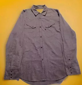 Volcom Workwear Mens Gray Black Snap Down Long Sleeve Wash Tag Western Shirt XL - Picture 1 of 10
