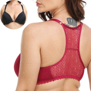 Ladies Bras Sexy Big Breasts Front Closure Brassiere Lingerie RacerBack Bralette - Picture 1 of 29
