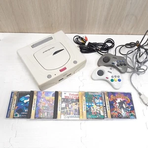 Sega Saturn white Console Japan with 2 controllers & 5 games bundle SW430 - Picture 1 of 12