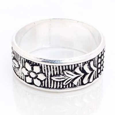 925 Placcato Argento Handmade Design Gioielli Regalo per Lei Anelli Misura 6 - Immagine 1 di 3