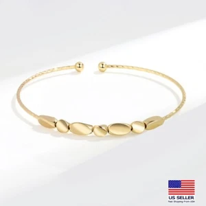 Moda Mujeres Joyería Pulsera Abierta Simple Geométrica Girada Elipse Esmerilada - Imagen 1 de 7