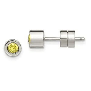 Stainless Steel CZ Nov Birthstone Polished Post Earrings - Picture 1 of 4