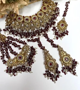 bridal complete set, Pakistani Indian jewelry, bollywood wedding desi jewelry - Picture 1 of 6