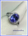 Real Tanzanite 3.55ct Oval Cut Split Shank Halo Wedding Ring 14k White Gold Over